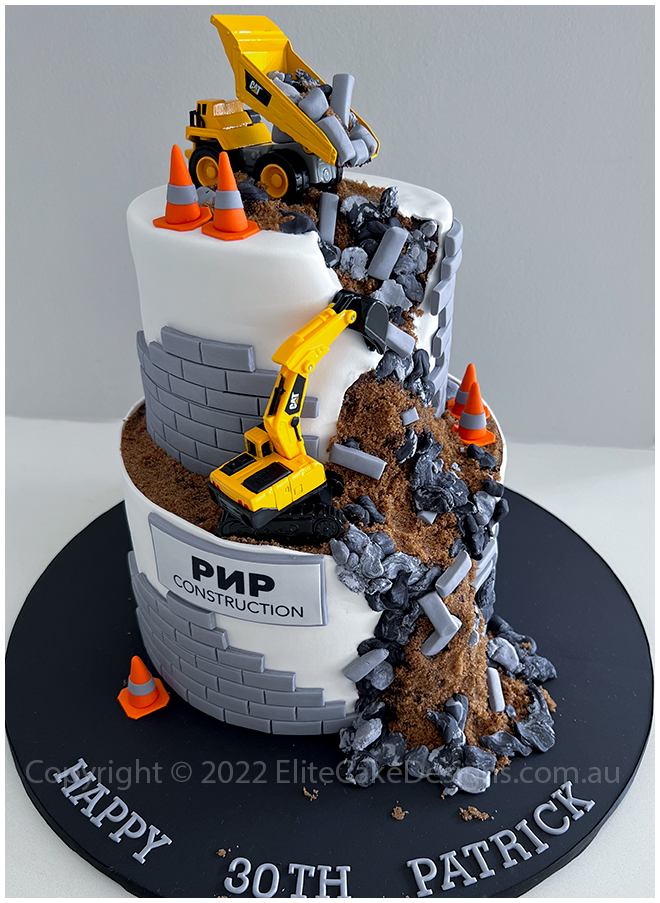 Building demolition theme birthday cake in Sydney